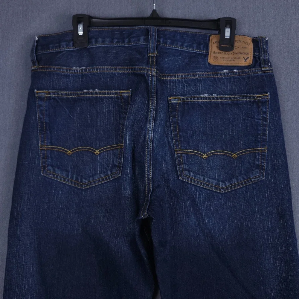 American Eagle Relaxed Straight Jeans Mens 34x32 (Fits 34x31) Dark Wash Denim